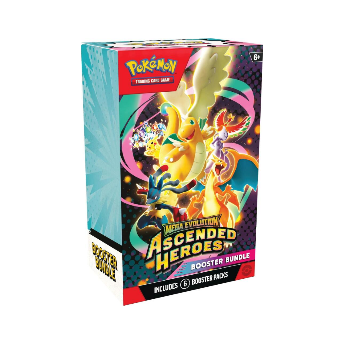Stacked booster packs with vivid fantasy art and glowing symbols arranged on a dark wooden table