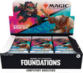 Display of Foundations Jumpstart booster sachets arranged upright in a countertop promotional display