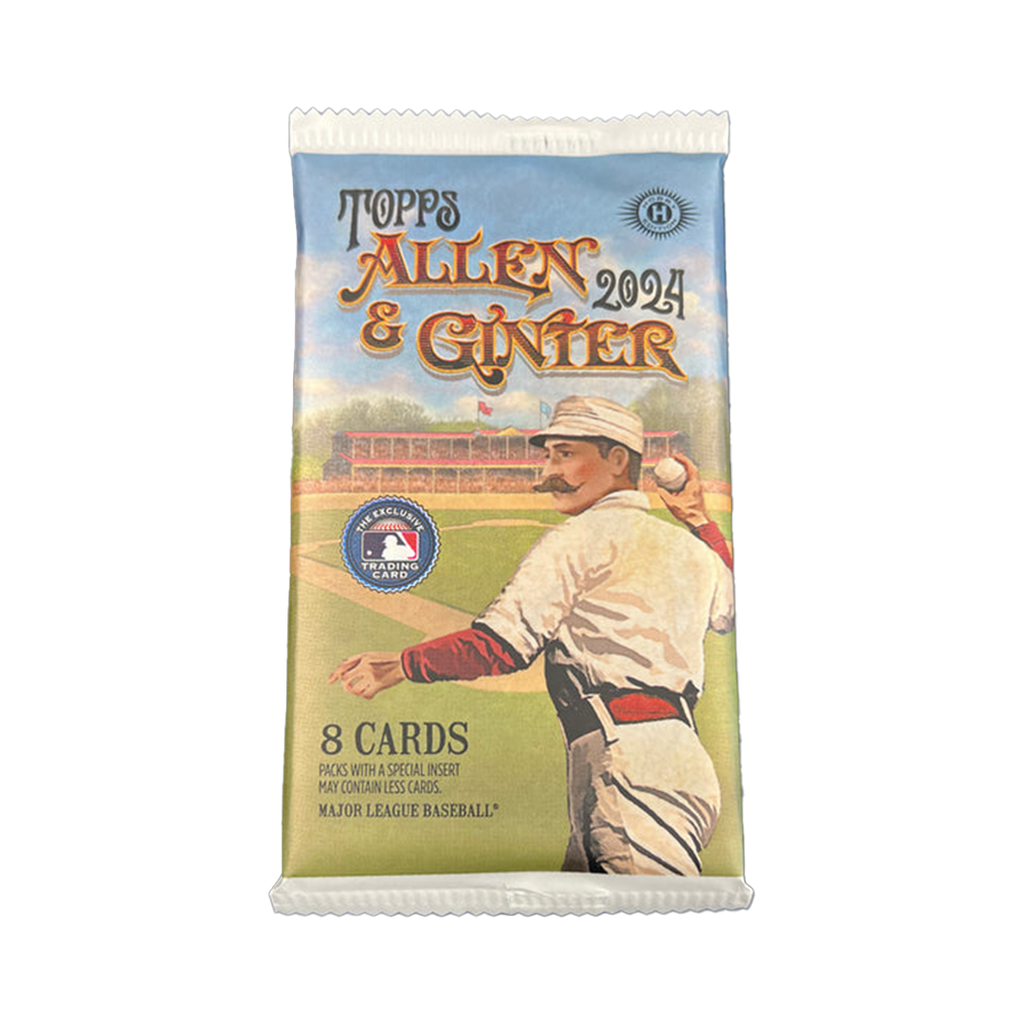 2024 Topps Allen & Ginter baseball hobby pack wrapped in colorful vintage-inspired trading card packaging