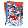 Box of 2025 baseball trading card blaster with team logo artwork and foil accents sitting on white background