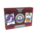 Display of a 2021 Leaf Perfect Game National Showcase hobby box with colorful baseball card pack artwork on a table