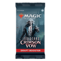 Opened Magic: The Gathering draft booster pack spilling foil and regular Innistrad: Crimson Vow cards on a dark tabletop