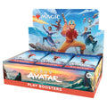 Display box of Avatar: The Last Airbender play booster packs showing character artwork and colorful pack sleeves