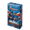 Box of 2022 baseball cards labeled 'Bowman Jumbo Hobby' with colorful player images on the front
