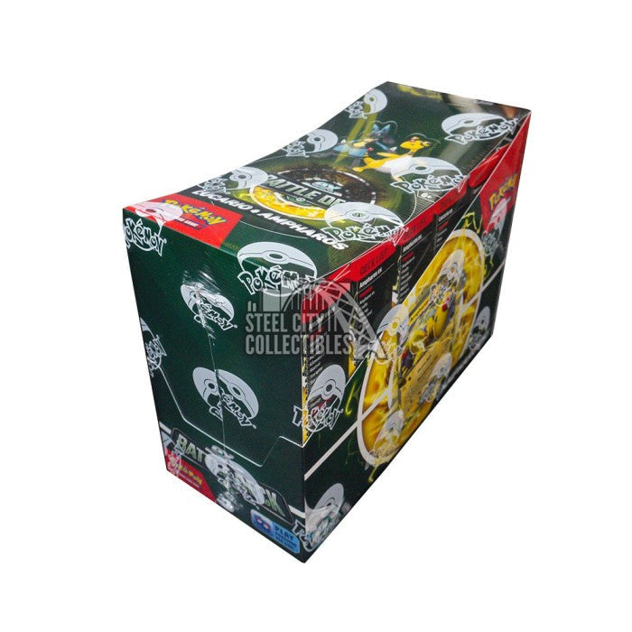Display box set featuring Lucario EX and Ampharos EX trading cards with collectible ex battle deck packaging