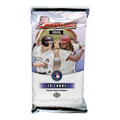 2025 Bowman baseball jumbo pack box with colorful card graphics and sealed wrapper on a white background