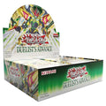 Deck-box style booster pack tray featuring Duelist's Advance 1st Edition booster box artwork with card foil accents